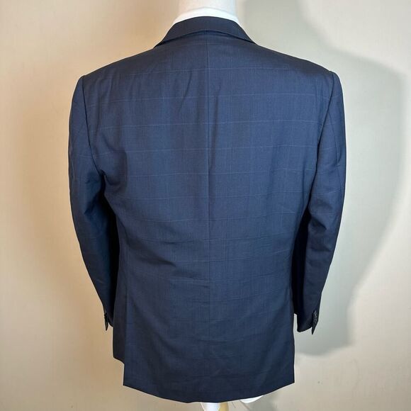Ermenegildo Zegna Blue Windowpane 3‎ Button Silk Wool Blazer 42R - Picture 5 of 8